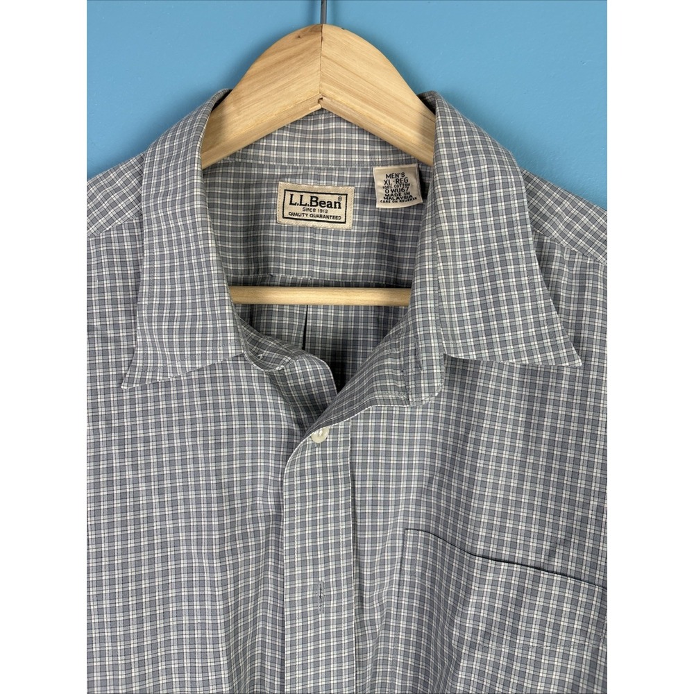 LL Bean Long Sleeve Button Up Shirt Size XL OWU67 Micro Plaid Gorpcore Preppy